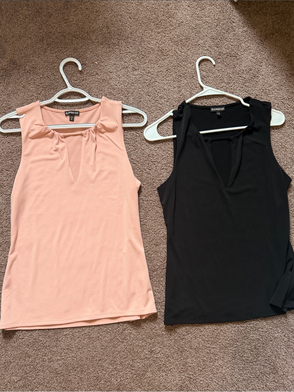 Express Sleeveless V-Neck Camisoles - Black & Blush
